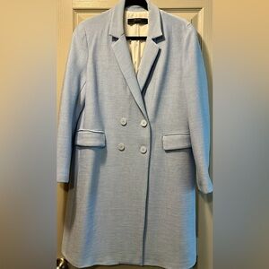 Zara Women's Light Blue Double-Breasted Coat